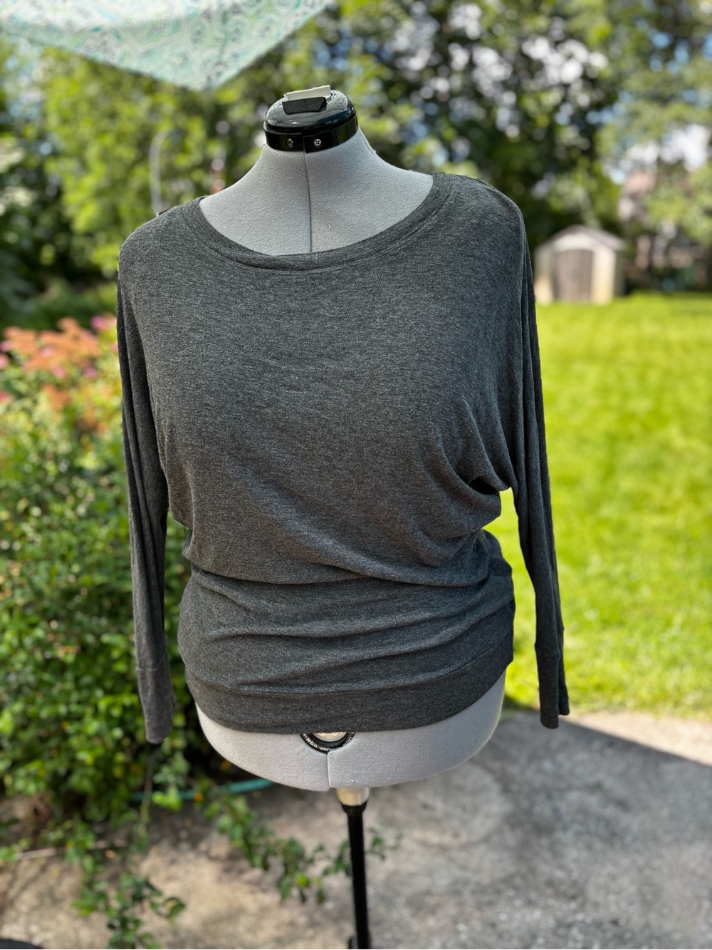 St. Tropez Charcoal Gray Long-Sleeve Boatneck Top